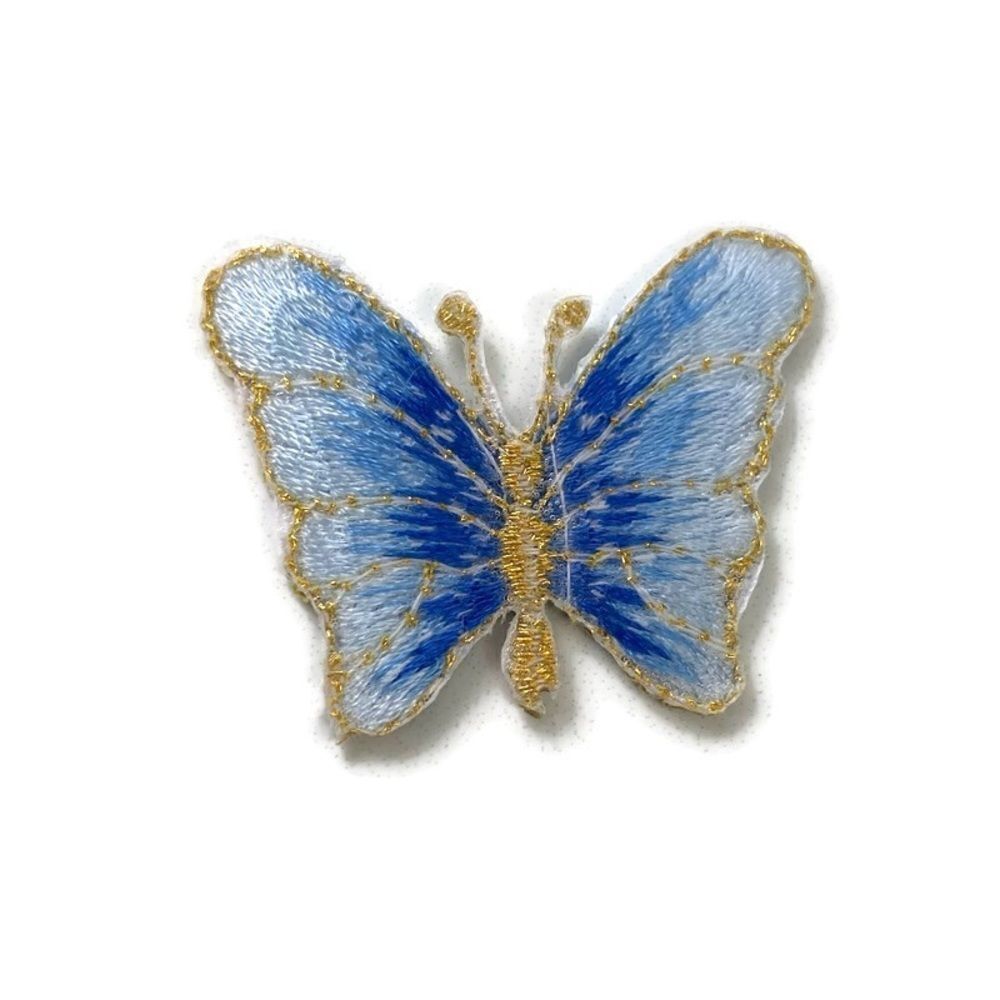 Small Blue Butterfly Embroidered Patch - Picture 3 of 3